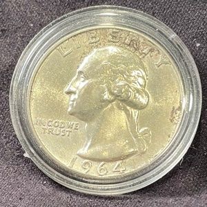 1964 Washington Quarter 90% Silver, Very Fine Condition